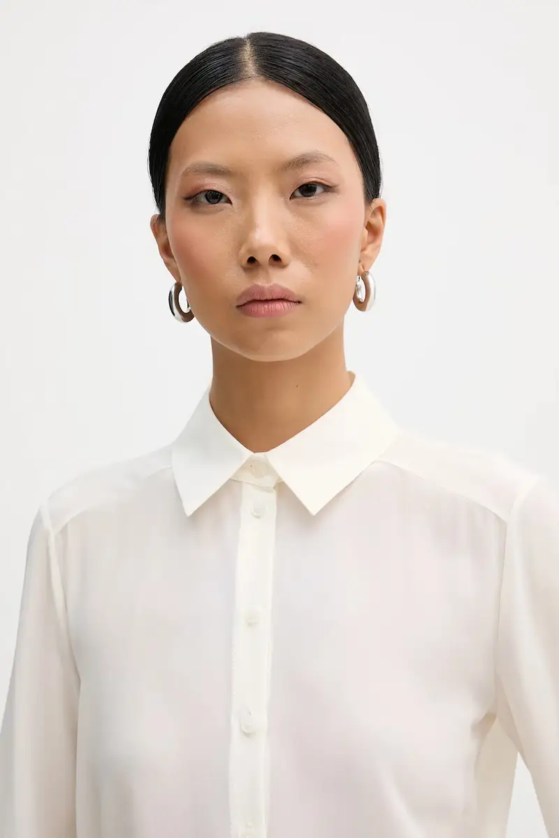 camicia in seta Beige miniatura 4