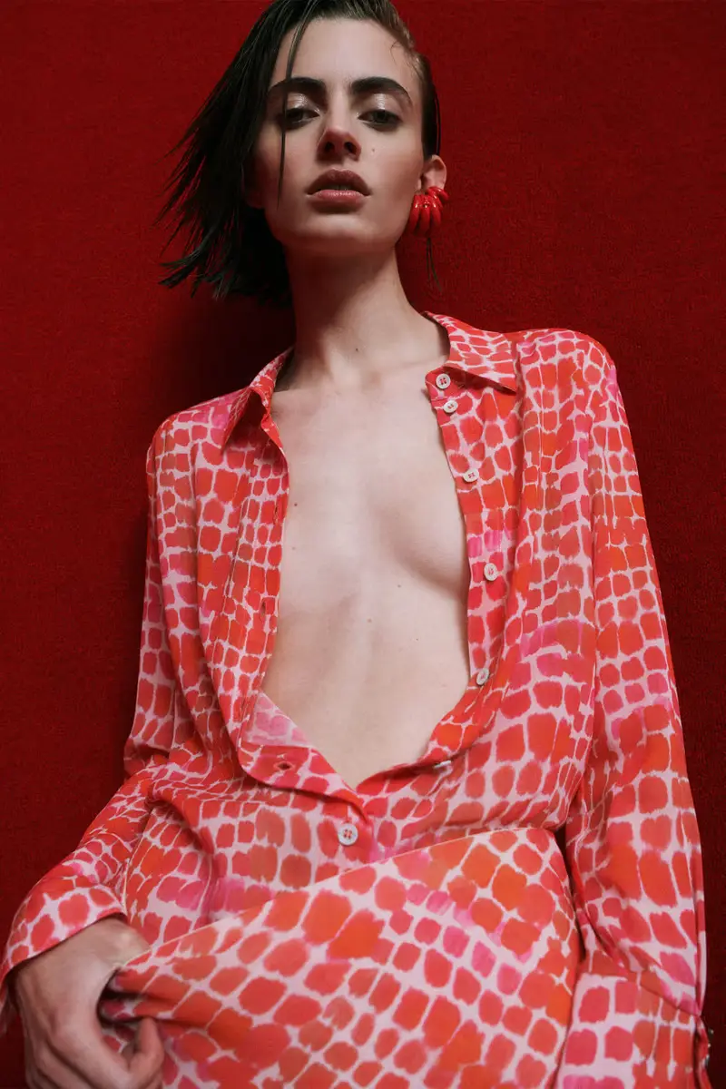 Camicia morbida con stampa croco