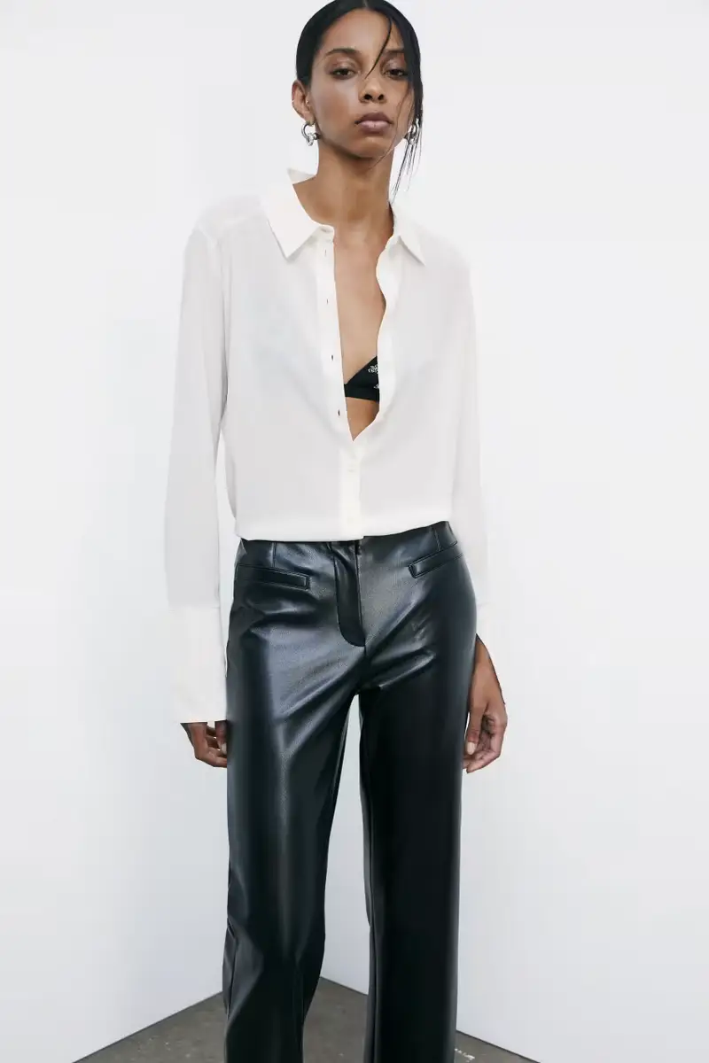 Camicia morbida in crepe di seta Bianco