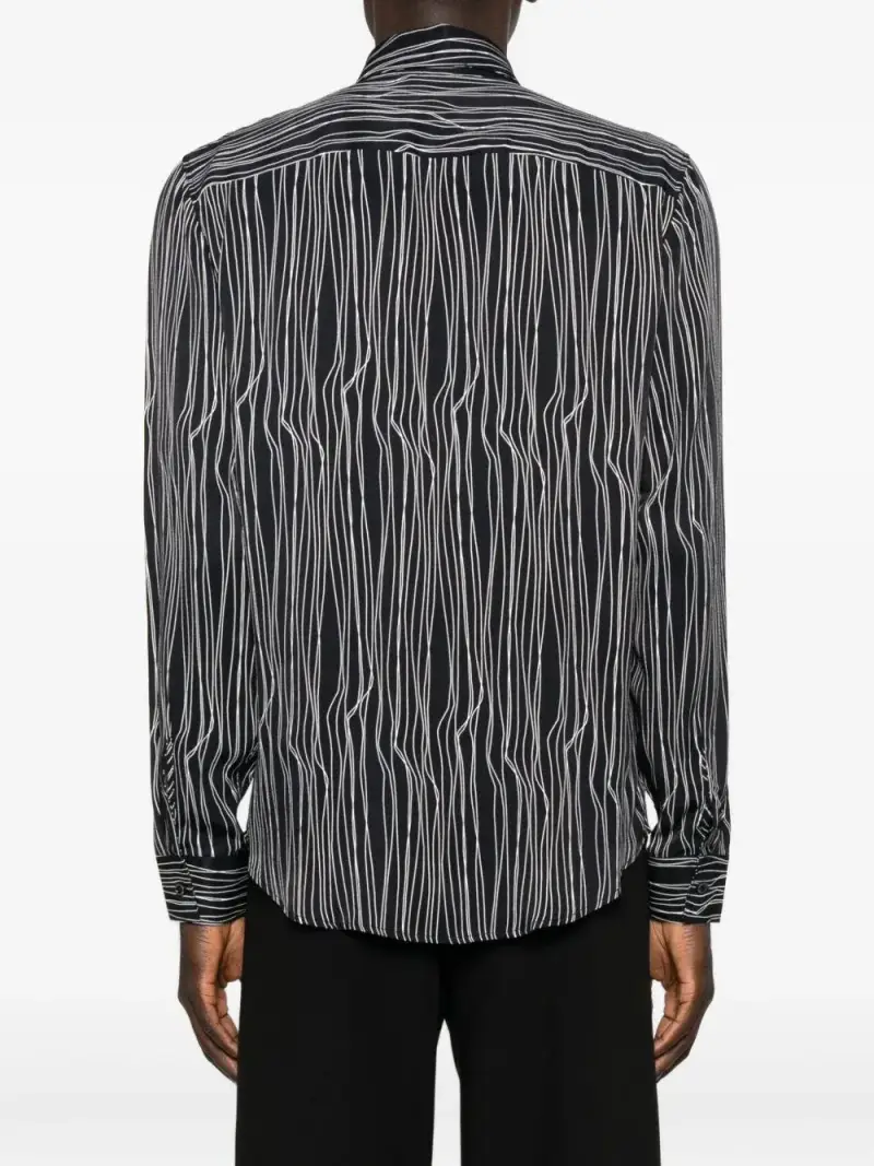 Camicia nera con grafica all over e abbottonatura frontale Nero miniatura 2