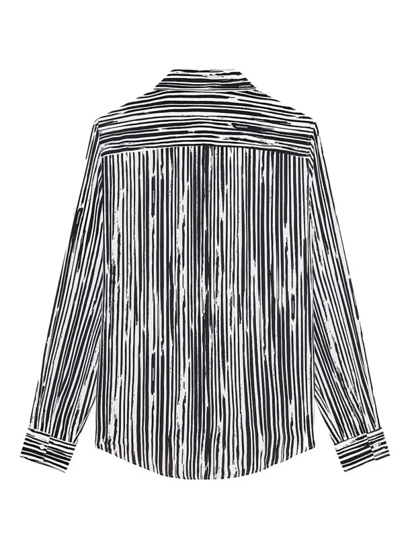 Camicia nera fantasia a righe Nero miniatura 2