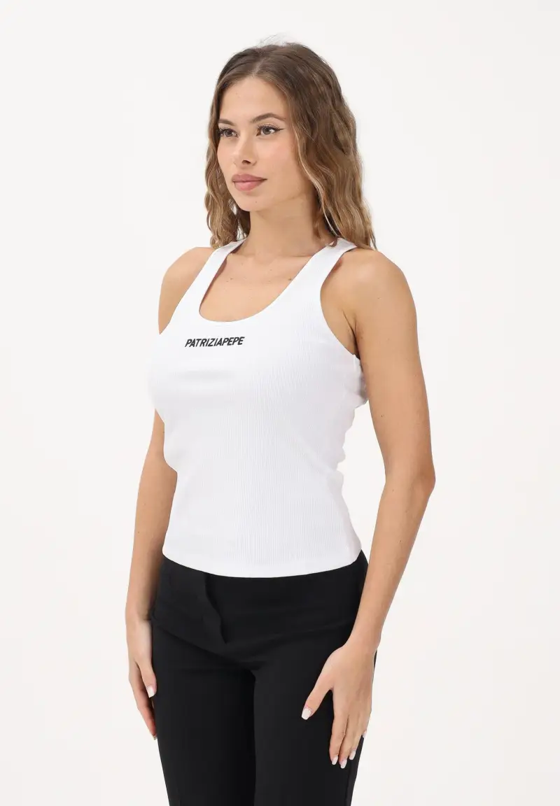 Canotta bianca da donna con logo