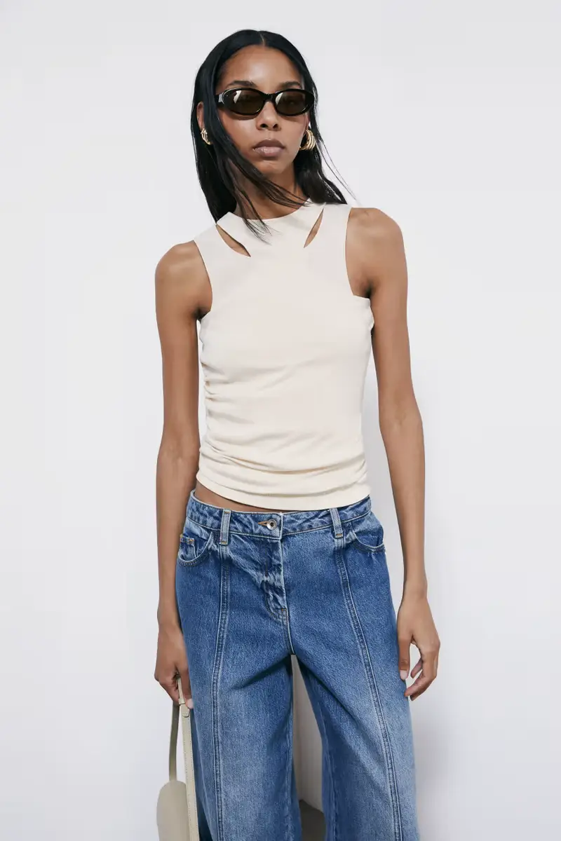 Canotta double layer in jersey Bianco