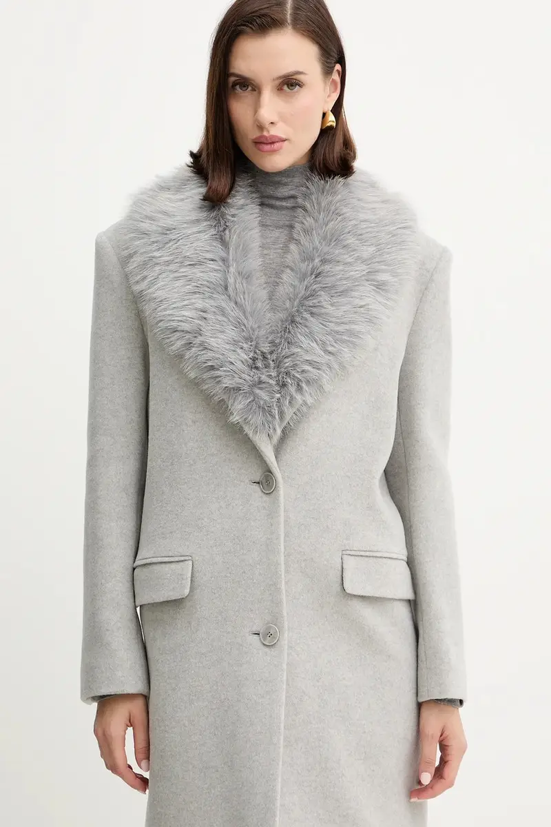 cappotto con lana colore grigio 2O0212 A512 miniatura 5