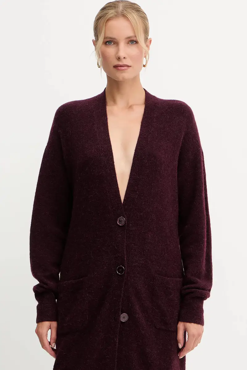 cardigan con alpaca colore granata 2K0323 K293 miniatura 3