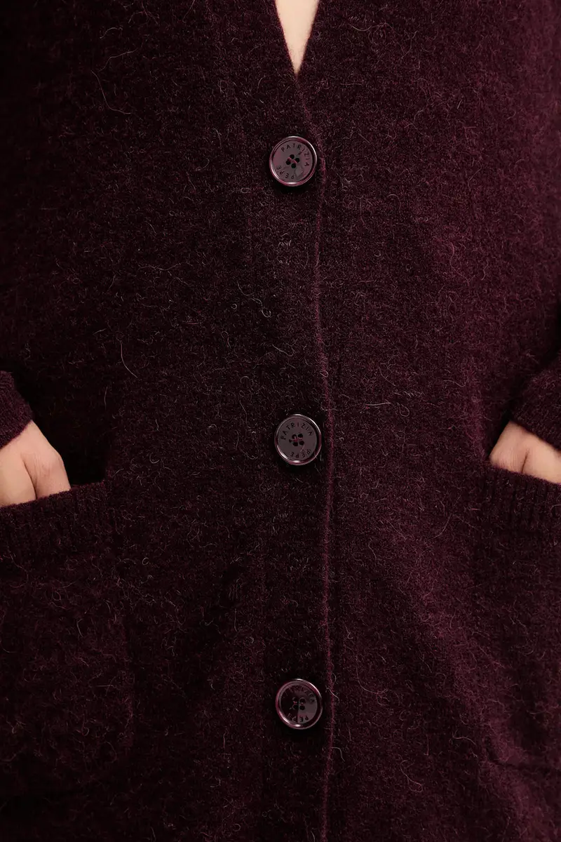 cardigan con alpaca colore granata 2K0323 K293 miniatura 5