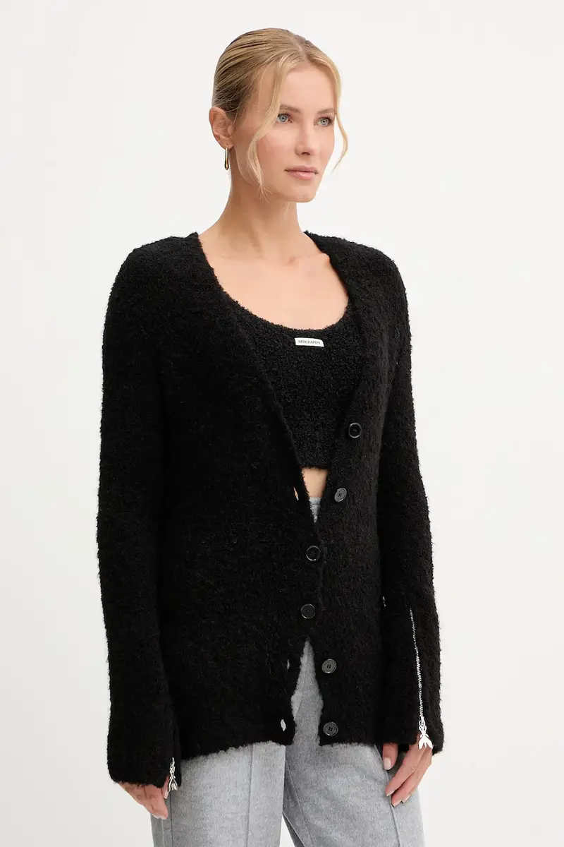 cardigan con lana colore nero 2K0356 K222