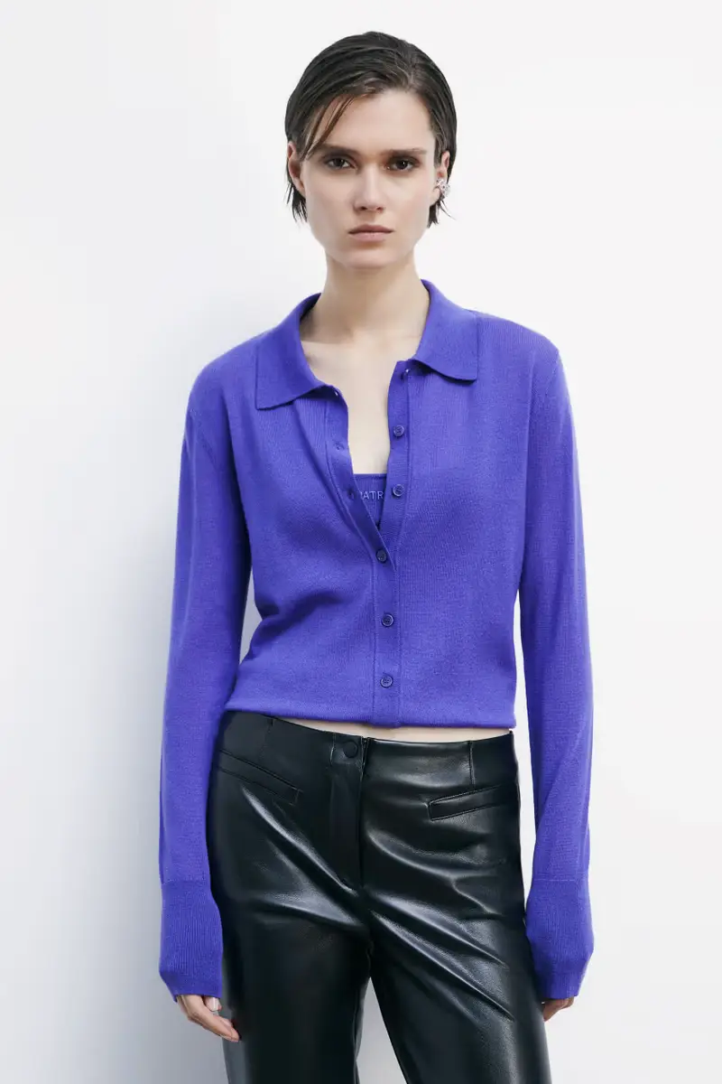 Cardigan in lana con top interno Viola