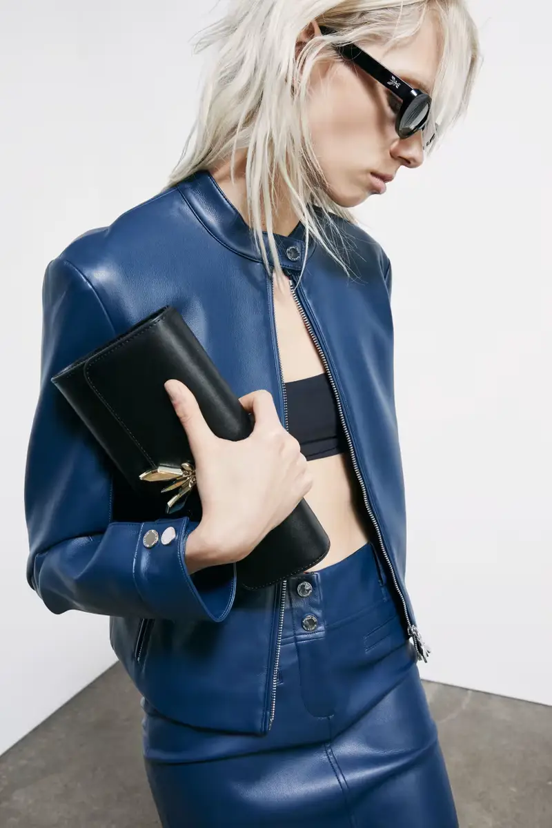 Chiodo in tessuto spalmato Blu