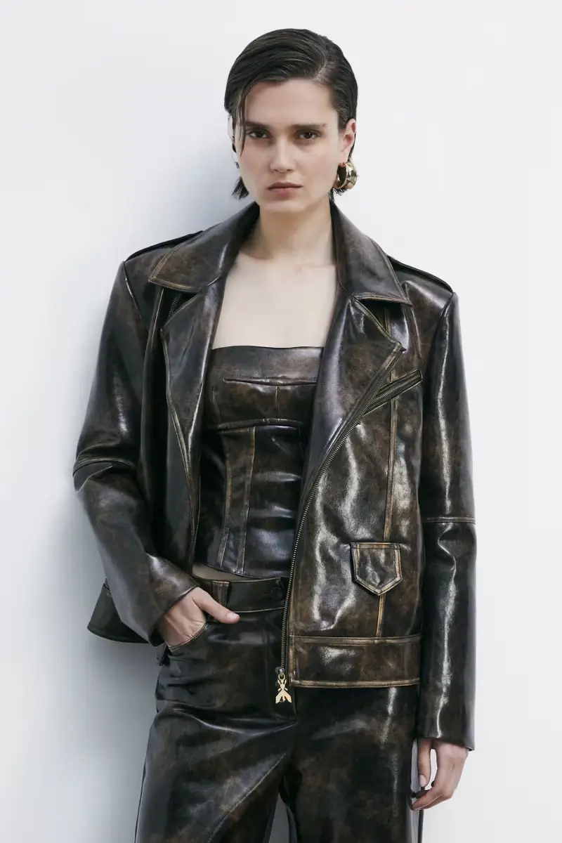 Chiodo oversize in tessuto spalmato Marrone