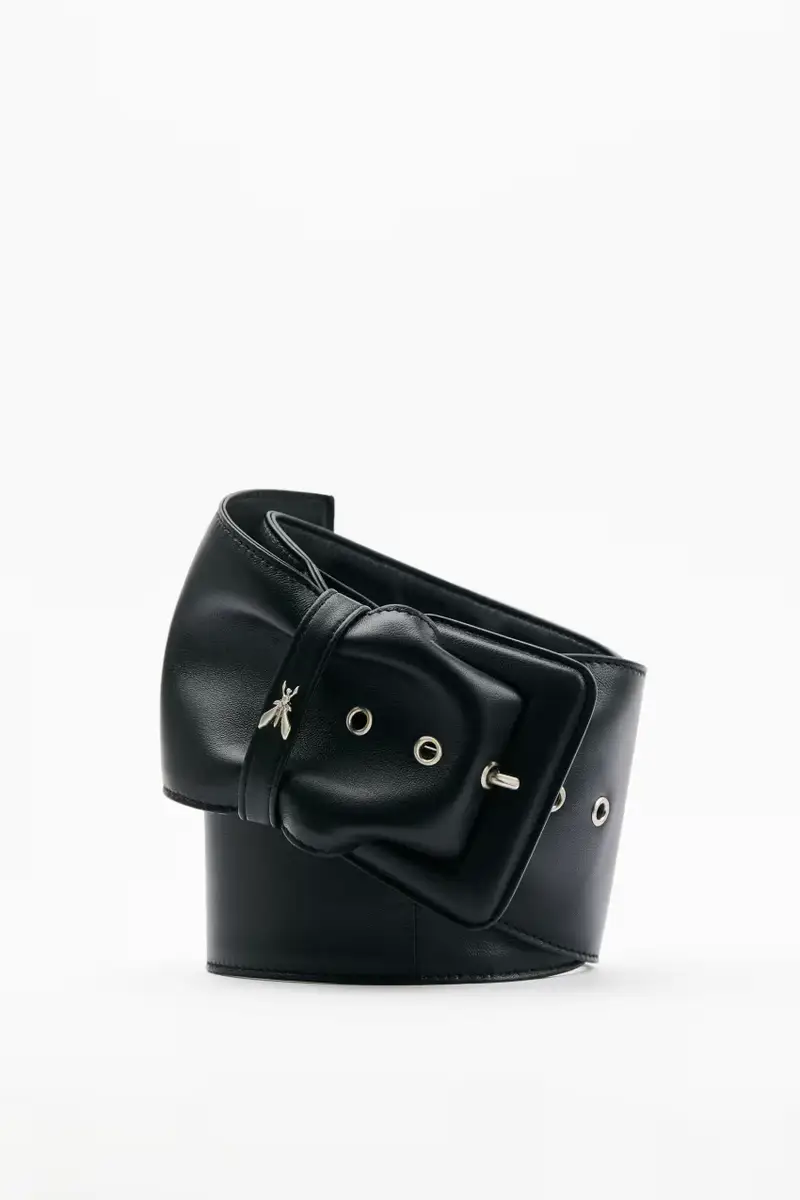 Cintura a vita alta in pelle morbida Nero