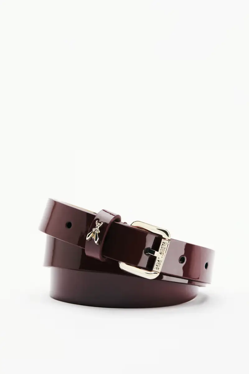 Cintura a vita bassa in pelle glossy Marrone