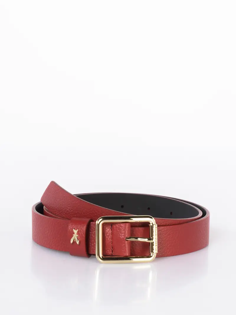 cintura da donna Patrizia Pepe in vera pelle con logo Rosso miniatura 2
