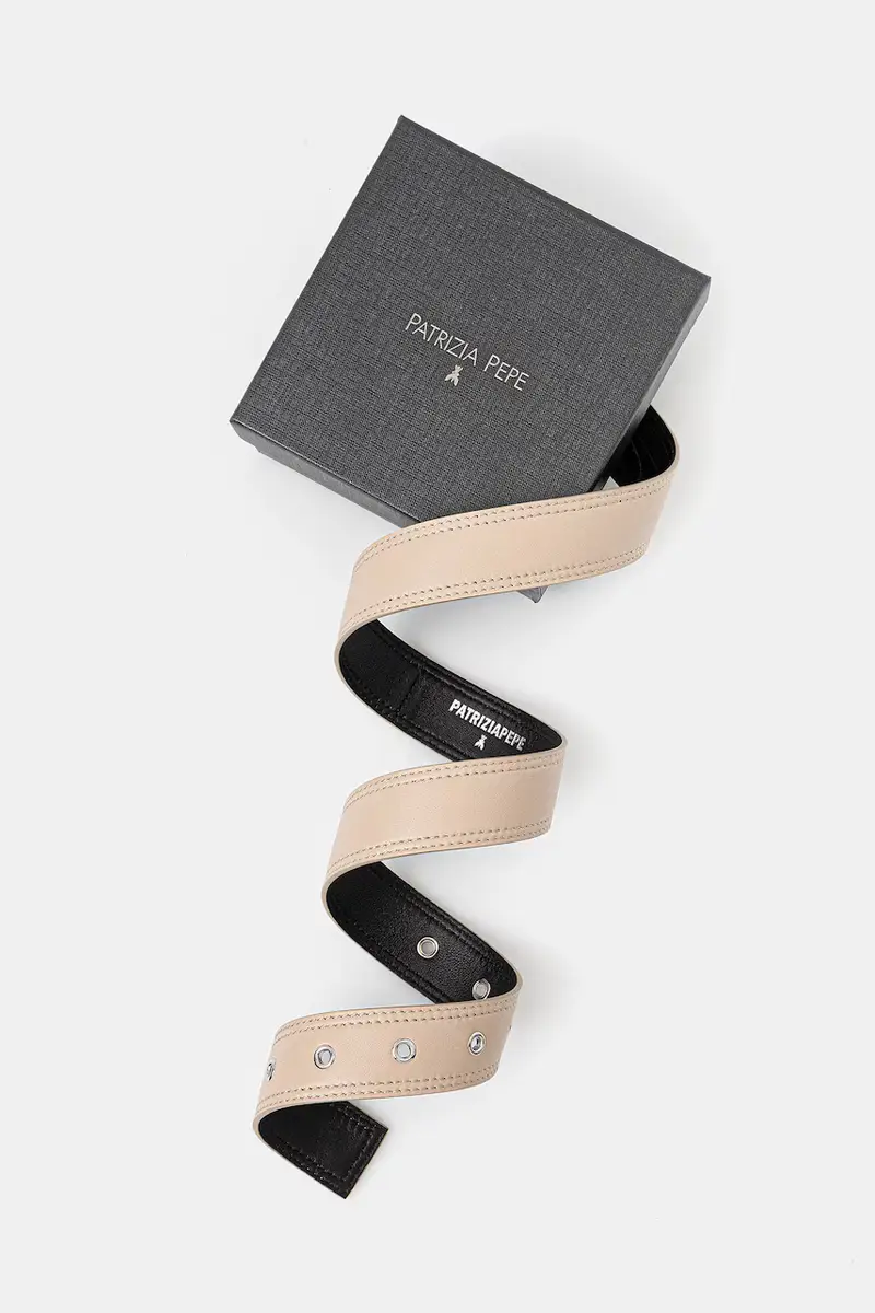 cintura in pelle donna colore beige 2W0023 L113 miniatura 3