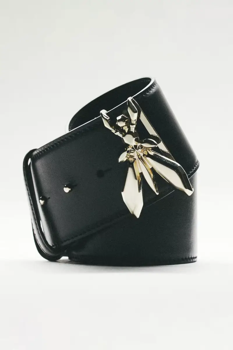 Cintura vita alta in pelle Nero