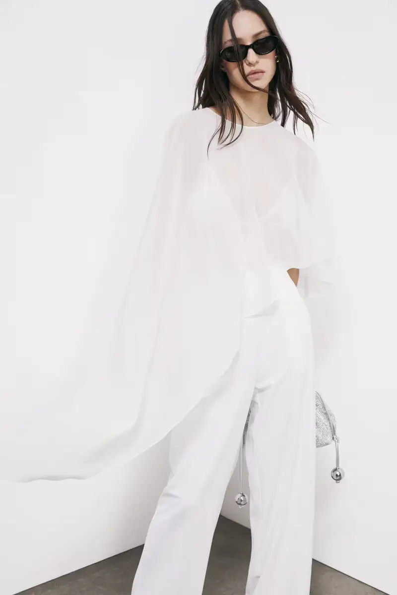 Coprispalle asimmetrico drappeggiato Bianco