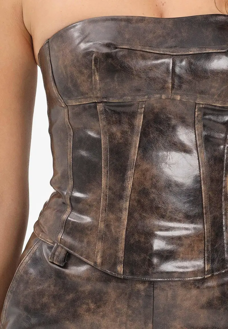 Corpetto marrone da donna miniatura 3