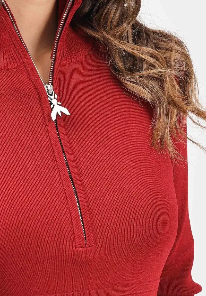 Dolcevita rosso da donna con zip miniatura 3