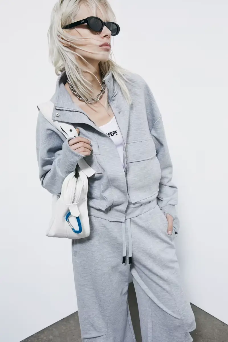 Felpa a giacca con zip Grigio