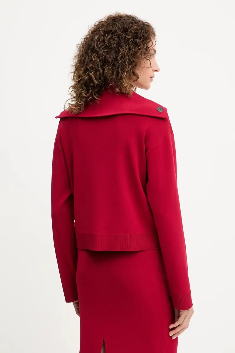 felpa donna colore rosso con applicazione 8K0307 K266 miniatura 3