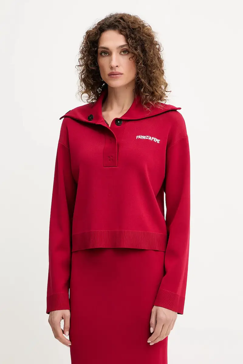 felpa donna colore rosso con applicazione 8K0307 K266