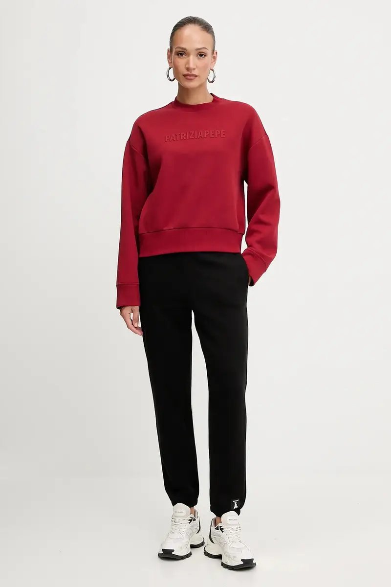 felpa donna colore rosso con applicazione 8M1708 J305 miniatura 2