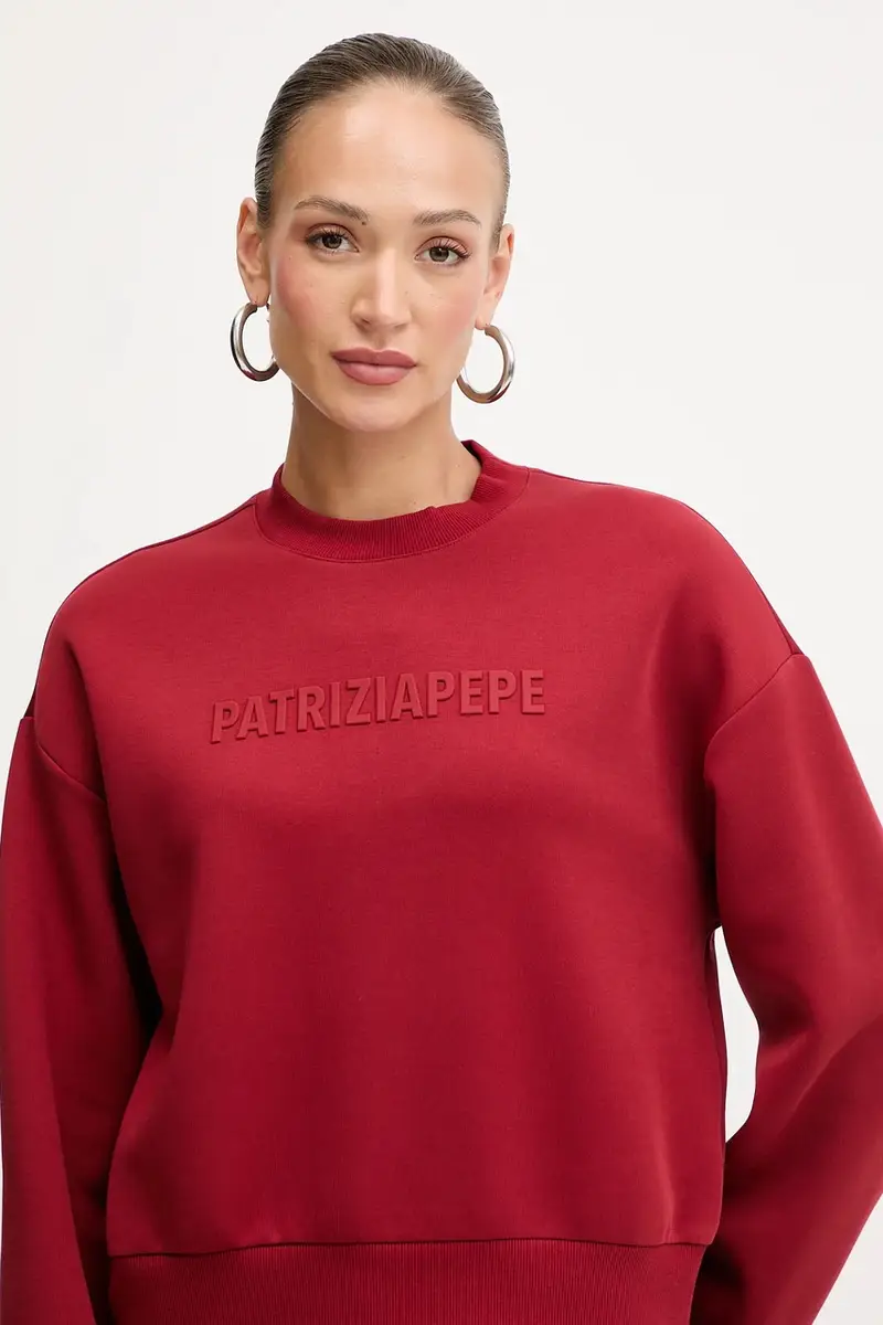 felpa donna colore rosso con applicazione 8M1708 J305 miniatura 4