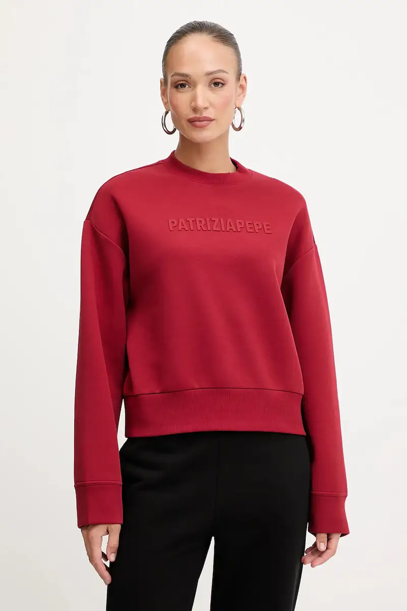 felpa donna colore rosso con applicazione 8M1708 J305