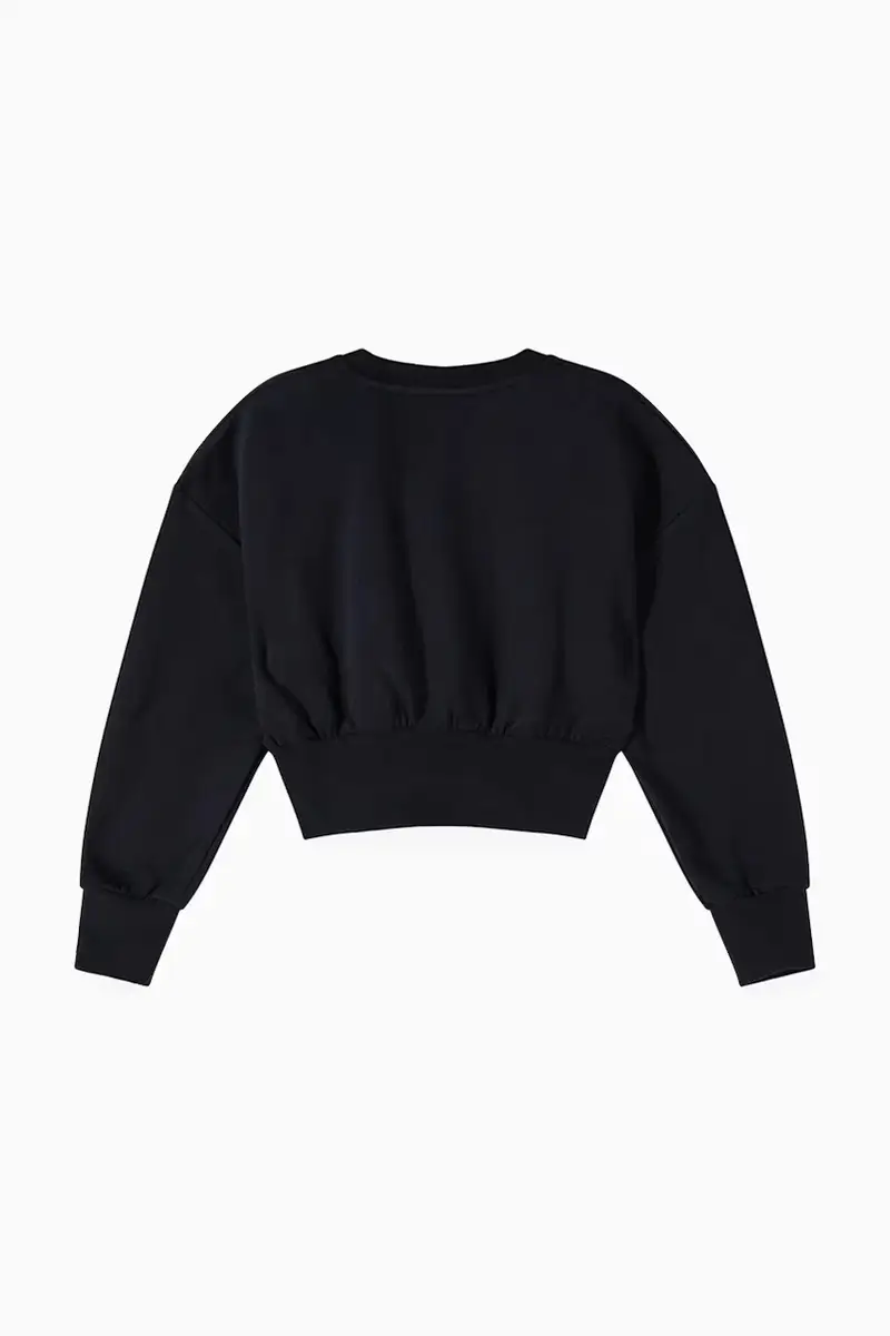 felpa in cotone bambino/a J315 colore nero con applicazione 7M0946 miniatura 2