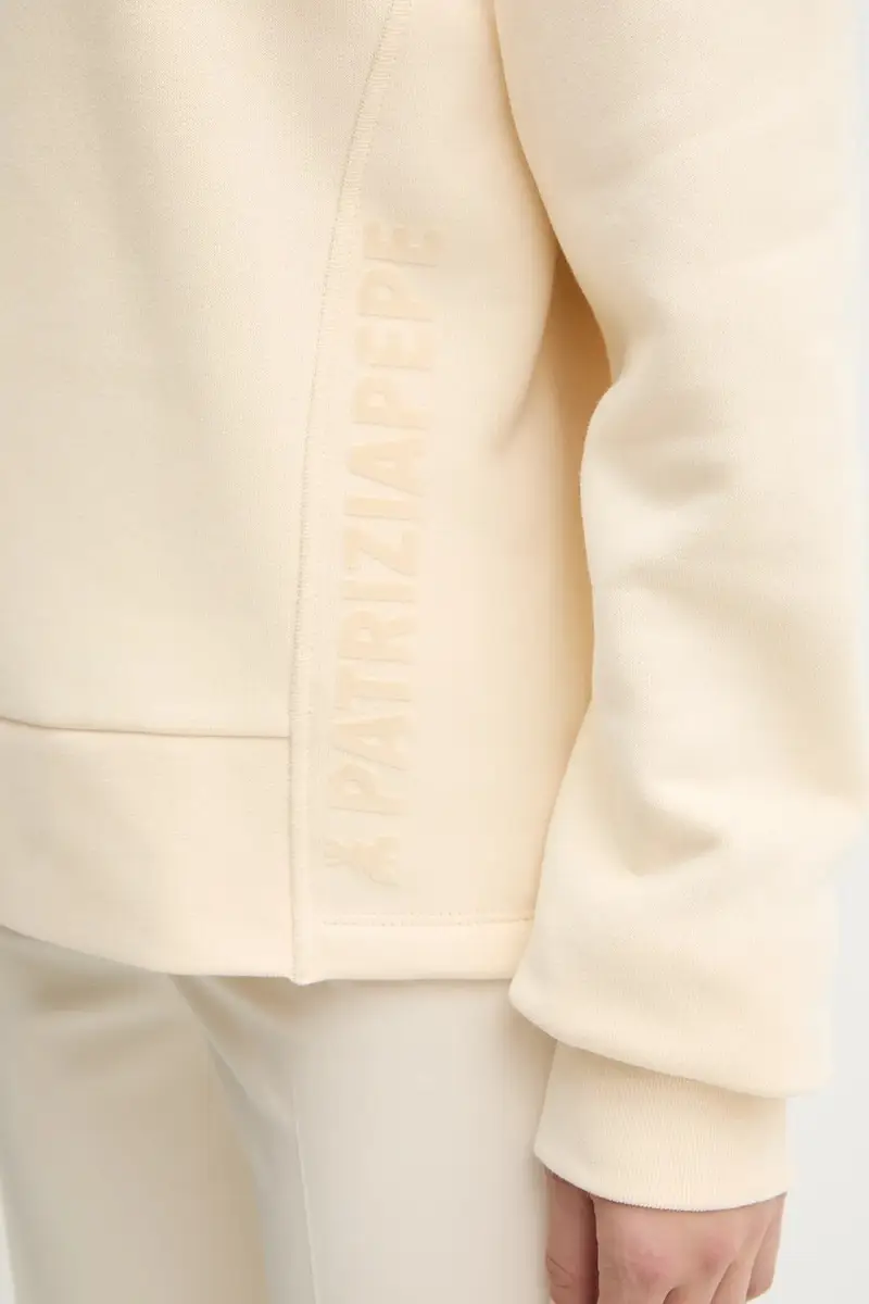 felpa in cotone donna colore beige con applicazione 2M4494 J079 miniatura 5