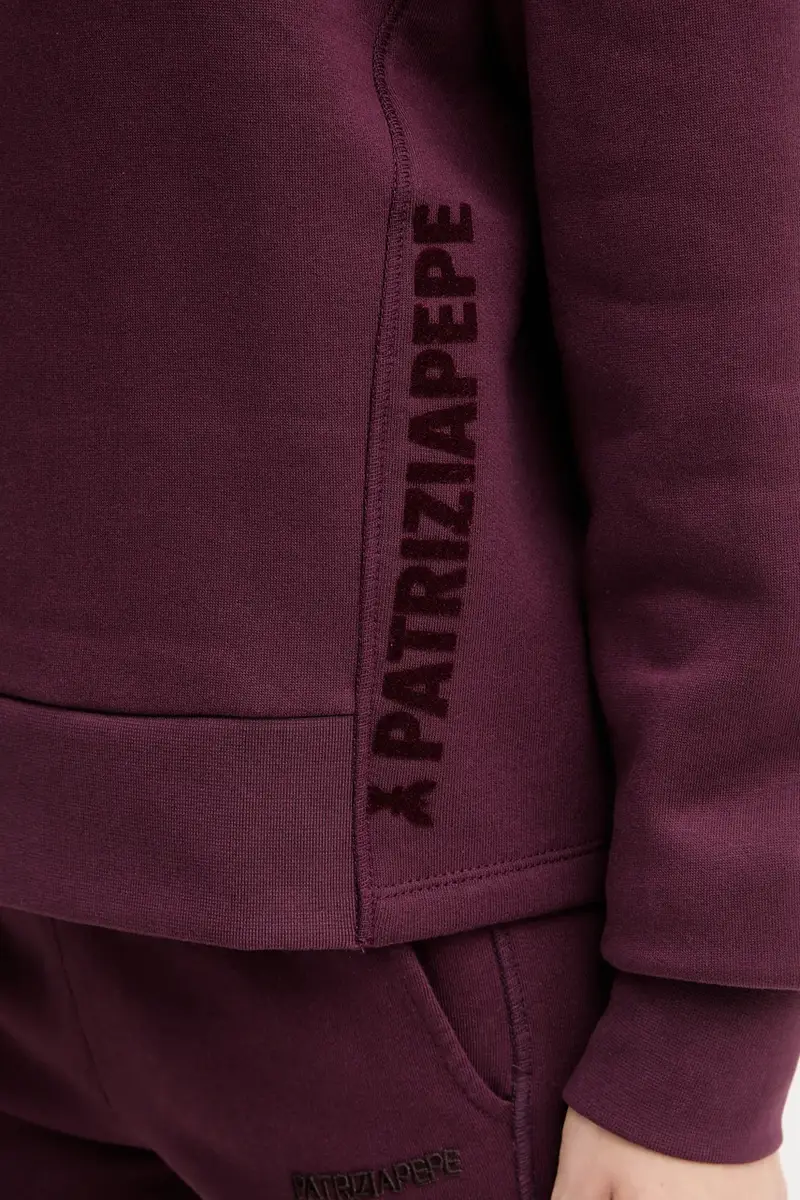 felpa in cotone donna colore granata con applicazione 2M4494 J079 miniatura 5