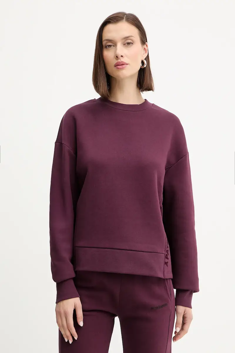 felpa in cotone donna colore granata con applicazione 2M4494 J079