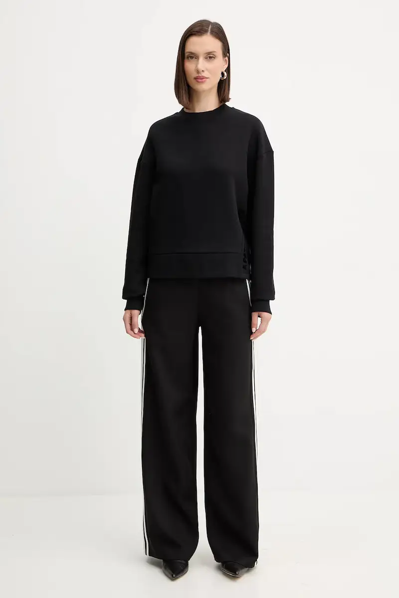 felpa in cotone donna colore nero con applicazione 2M4494 J079 miniatura 2