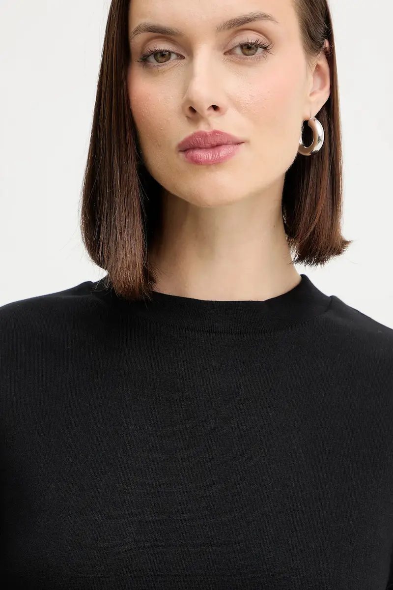 felpa in cotone donna colore nero con applicazione 2M4494 J079 miniatura 4