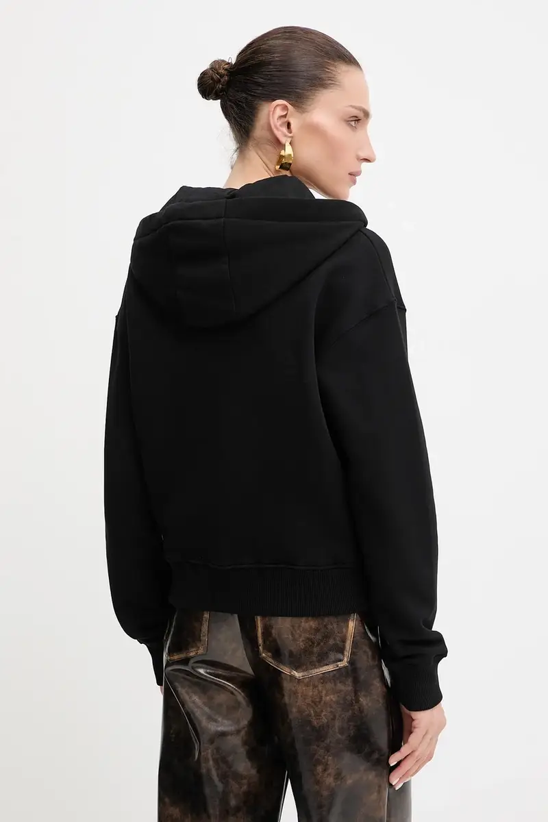 felpa in cotone donna colore nero con cappuccio 8M1747 J079 miniatura 3