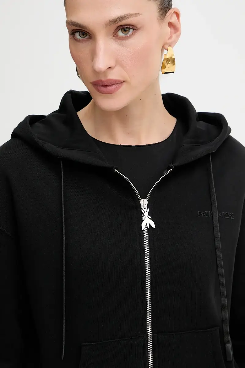 felpa in cotone donna colore nero con cappuccio 8M1747 J079 miniatura 4