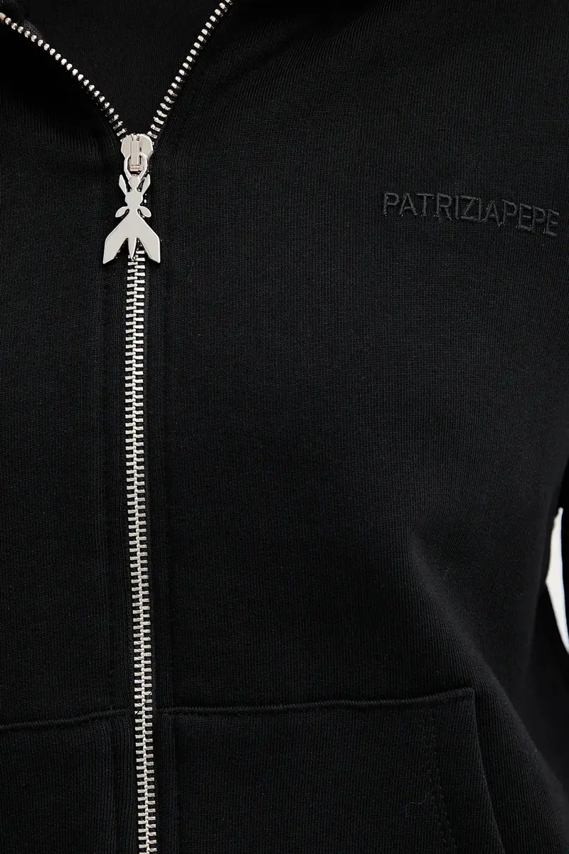 felpa in cotone donna colore nero con cappuccio 8M1747 J079 miniatura 5