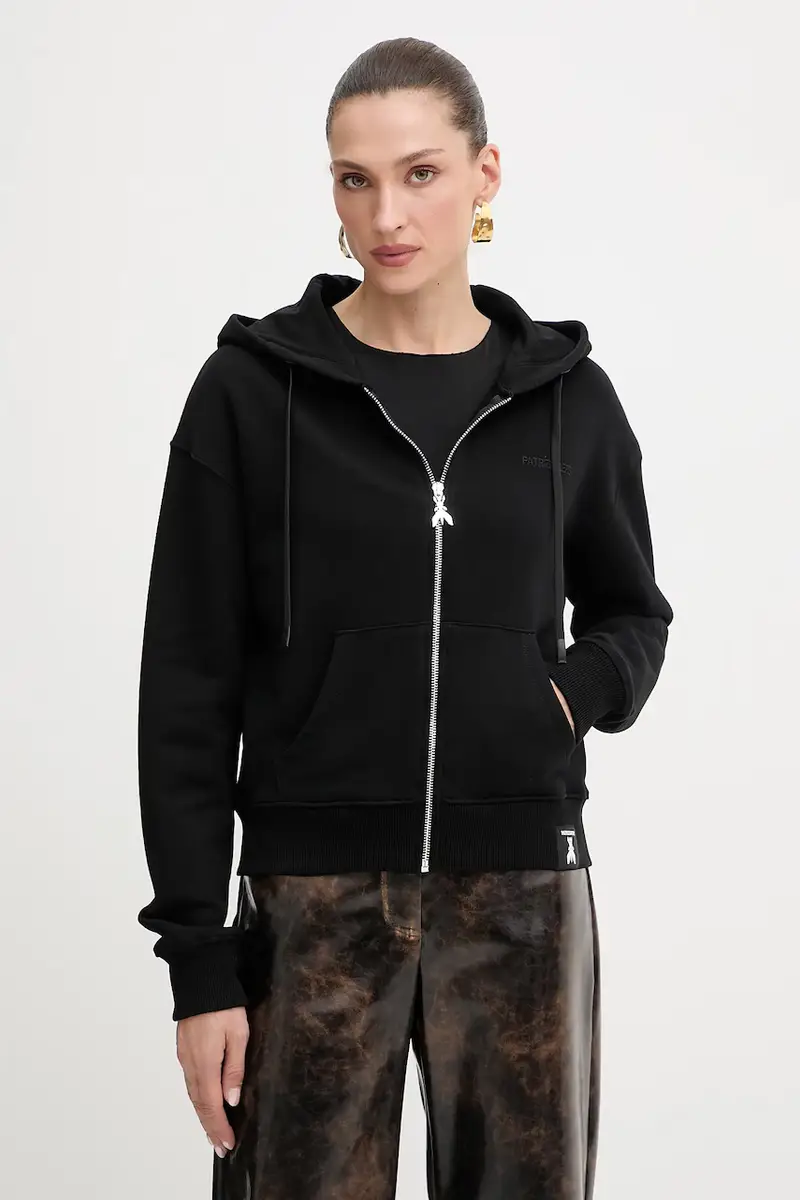 felpa in cotone donna colore nero con cappuccio 8M1747 J079