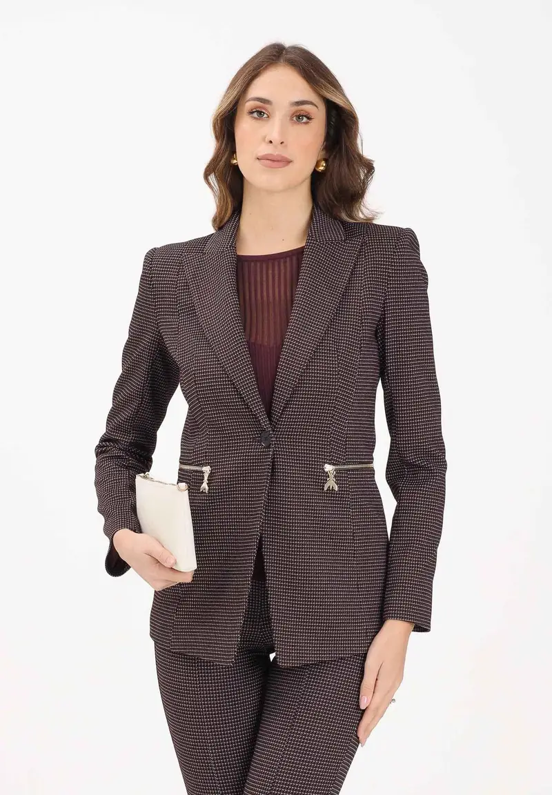 Giacca bordeaux da donna con micro fantasia miniatura 2