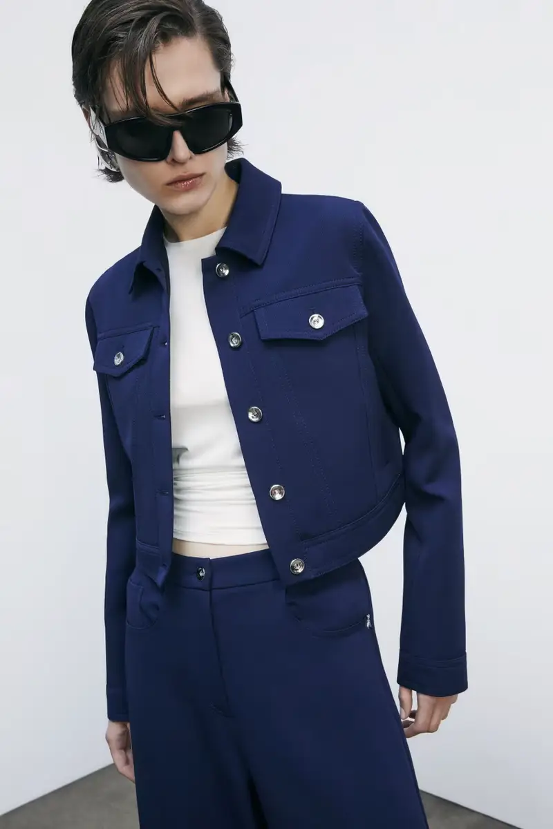 Giacca corta effetto jeans Blu