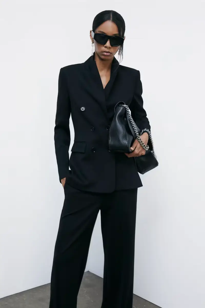 Giacca doppiopetto con rivetti Fly Nero