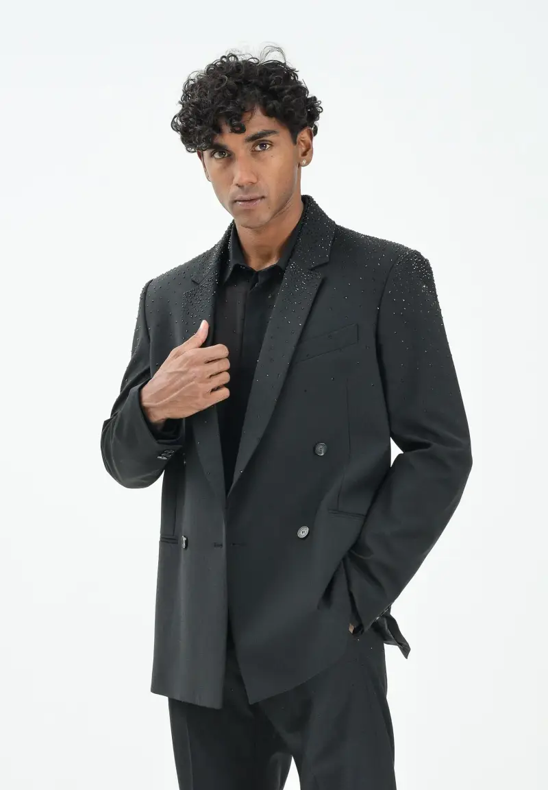 giacca doppiopetto da uomo caratterizzato da stress miniatura 2