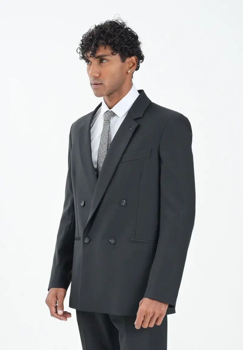 Giacca doppiopetto nera da uomo