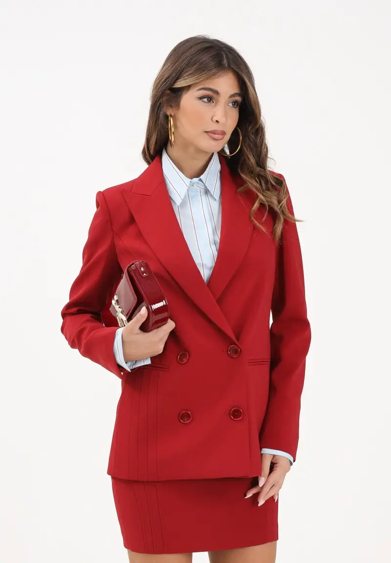 Giacca doppiopetto rossa da donna miniatura 2