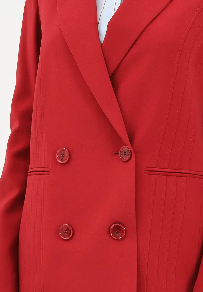 Giacca doppiopetto rossa da donna miniatura 3