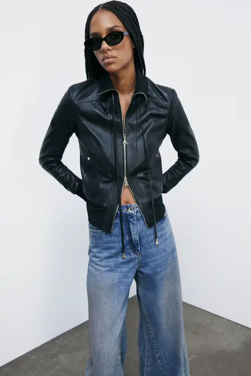 Giacca in pelle blouson Nero