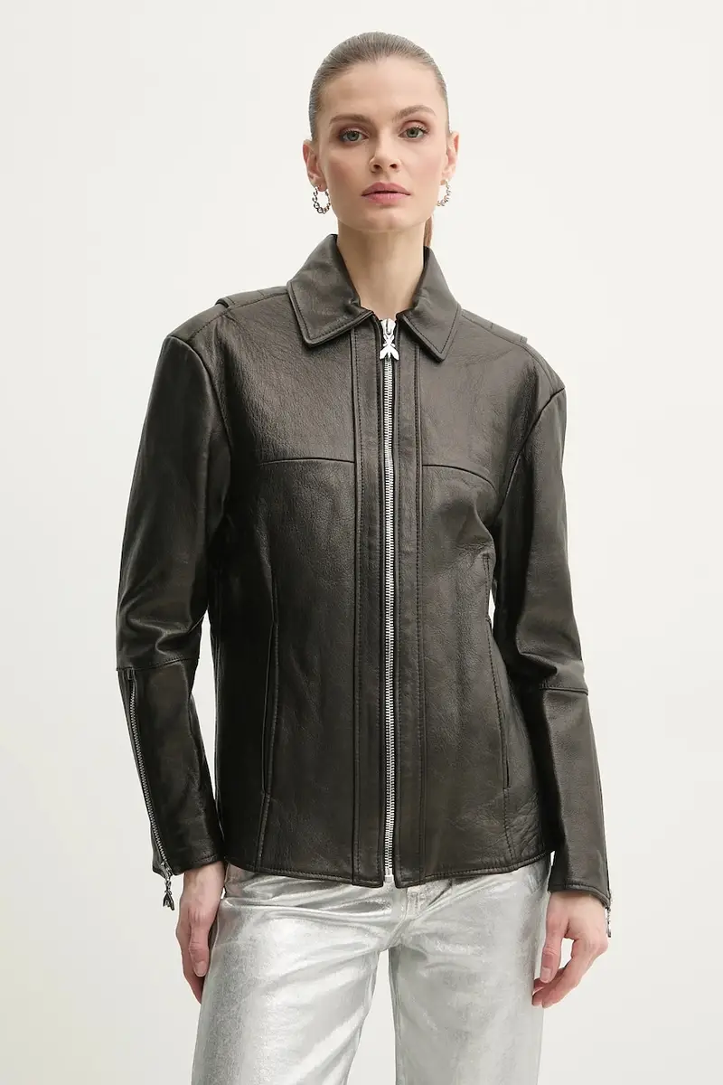 giacca in pelle colore nero 8O0160 L143