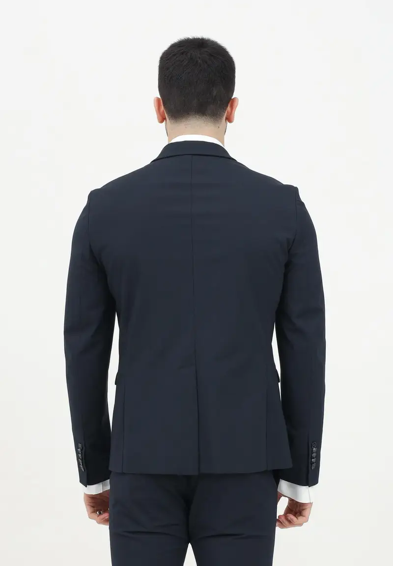 PATRIZIA PEPE Giacca monopetto blu da uomo con dettaglio spilla logo fly miniatura 2