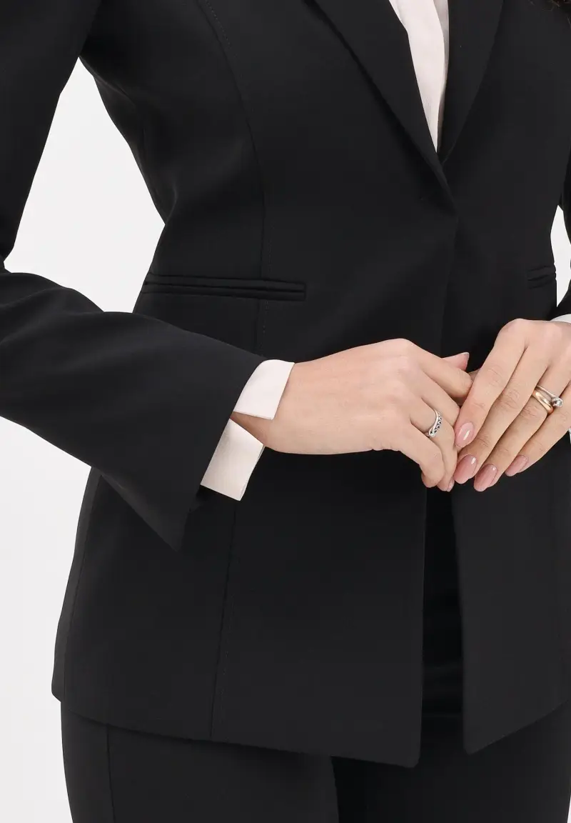 Giacca monopetto nera da donna miniatura 3