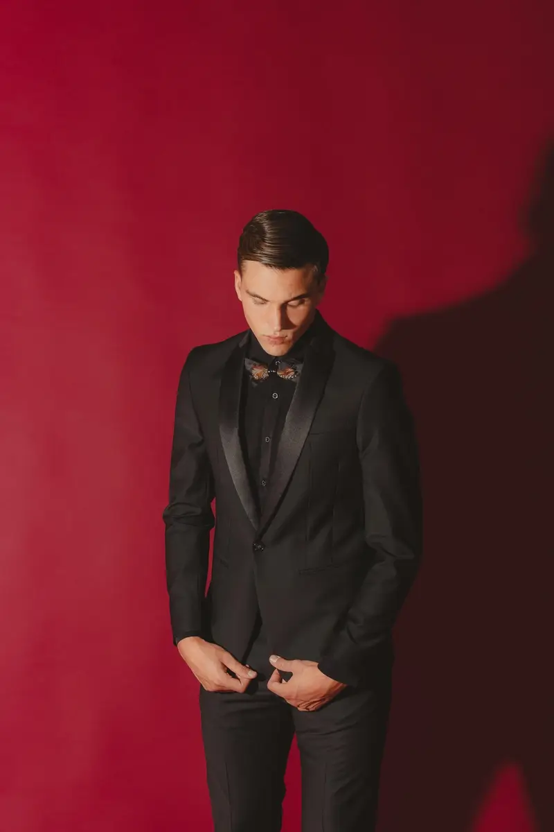 PATRIZIA PEPE Giacca monopetto nera da uomo con rever in raso miniatura 3